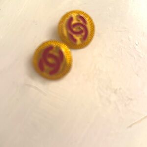 Authentic purchase in Paris gold Chanel buttons with red CC